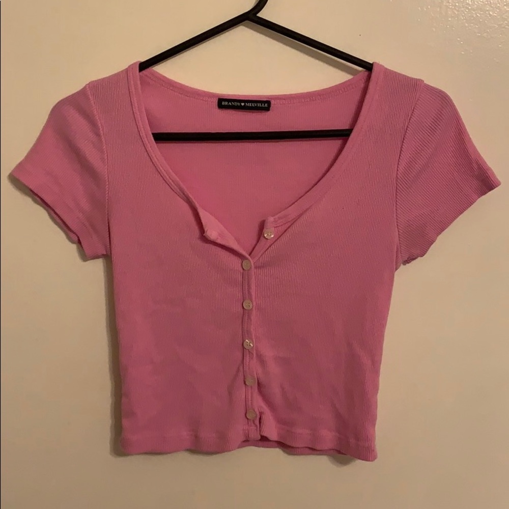Pink button up top